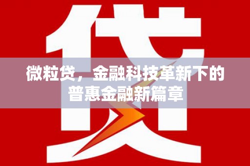 山城微粒贷，金融科技革新下的普惠金融新篇章